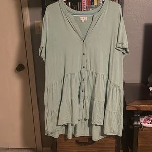 Icy Blue Button Up Top